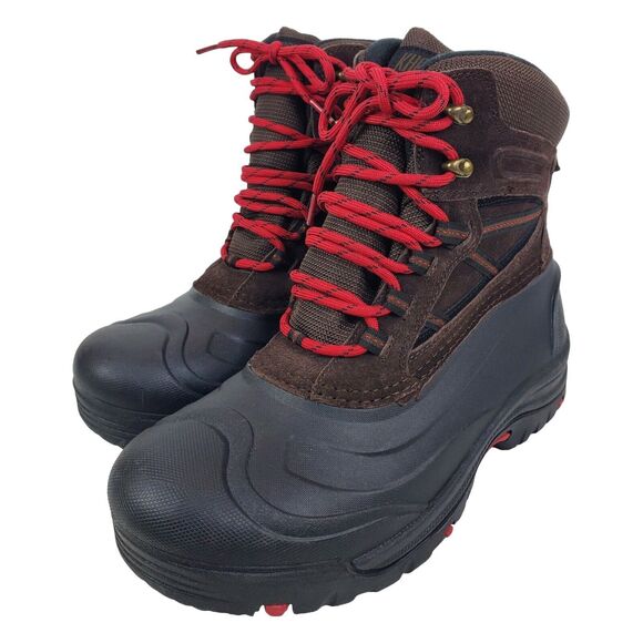 KHOMBU Boots Mens Size 12 Black Brown Leather WATERPROOF Outdoor Winter Snow - Picture 1 of 11